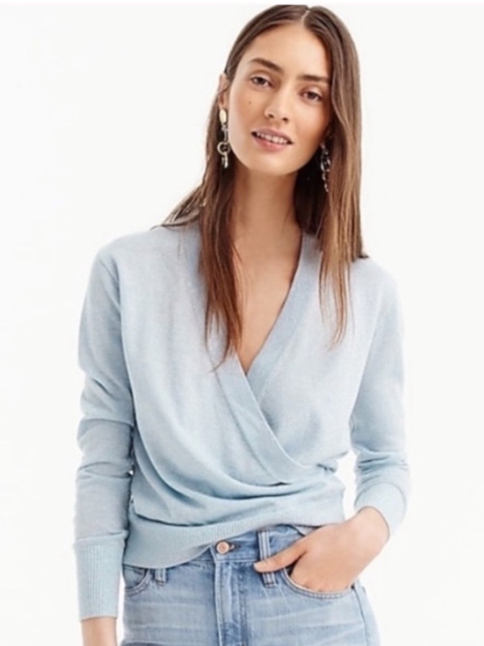 J.Crew Shimmering Lurex Knit Wrap Sweater